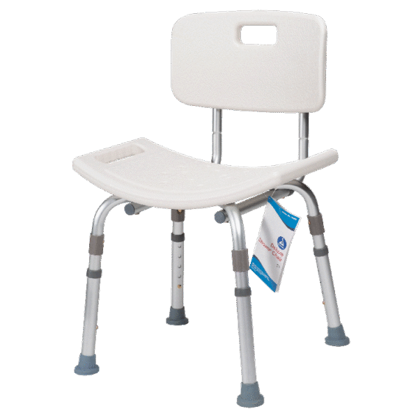 Dynarex 10320 Deluxe Shower Chair w/ Back, White, 1pc/bx