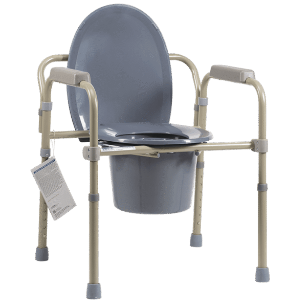 Dynarex 10371 Elongated Folding Bedside Commode - Bulk Packed, Steel, 4pc/cs