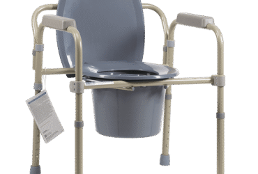 Dynarex 10373-4 Elongated Folding Bedside Commode, Steel, 1pc/bx,4bx/cs