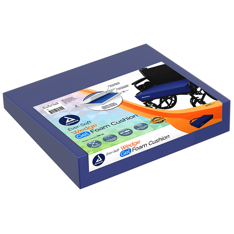 Dynarex 10625-4 Ever-Soft Wedge Gel-Foam Cushion, 18" x 16" x 4" x 2", 1pc/bx,4bx/cs