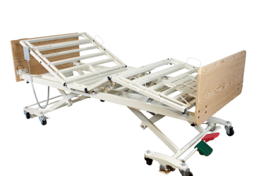 Dynarex 12013-CHCR DB300 Bariatric LTC 5 Function Low Bed - Wood Boards - Cherr, w/ Composite Swing Rail, 1pc/cs