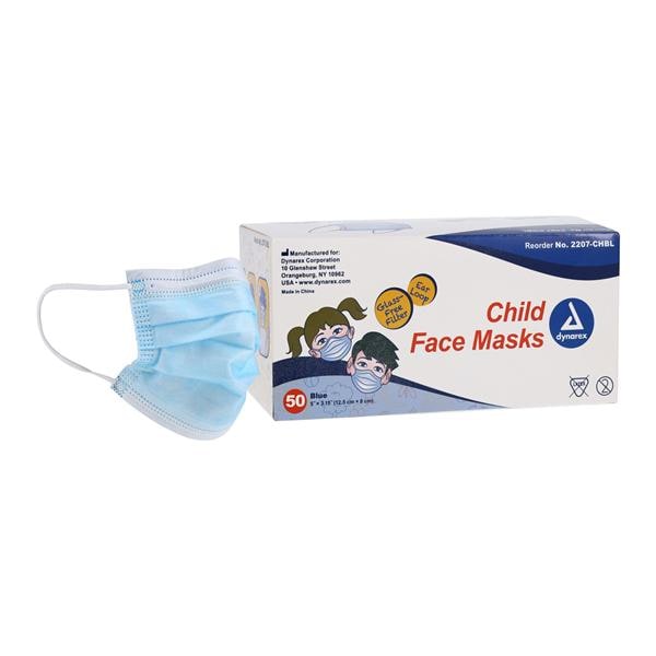 Dynarex 2207-CHBL Child Face Mask, Blue, 12/50/cs