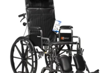 Dynarex 10240 DynaRide Reclining Wheelchair - 20" x 16 "w/ Detach Desk Arm, Silver Vein, 1pc/cs