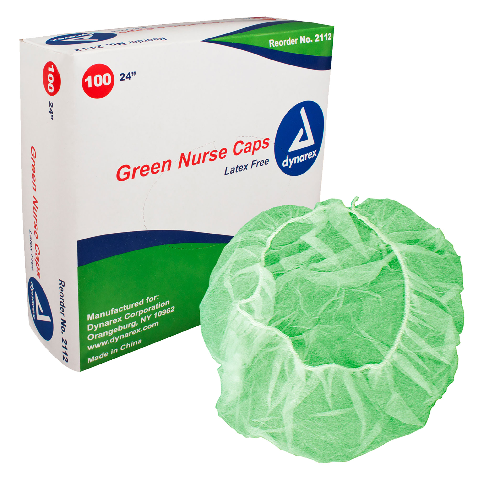 2112.jpg Dynarex 2112 Nurse Cap, 24", Green, 5/100/cs