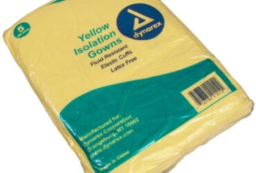 Dynarex 2141 Isolation Gown Fluid Resistant, Universal, Yellow, 10/5/cs