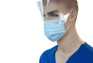 Dynarex 2202 Procedure Face Mask w/ Ear Loop and Plastic Shield, Blue, 4/50/cs