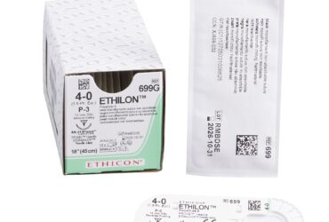 Ethicon 2472480 Ethilon™ Nonabsorbable Nylon Suture – 4-0, 30 in, Black Monofilament, P-3 Needle – 1 per Unit