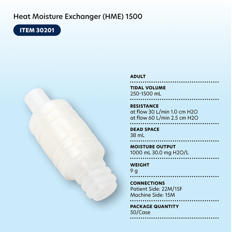 Dynarex 30201 Heat Moisture Exchanger (HME) 1500, Adult, 50/cs