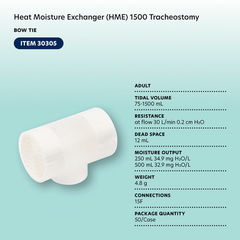 Dynarex 30305 Heat Moisture Exchanger (HME) 1500 Tracheostomy, Bow Tie, Adult, 50/cs