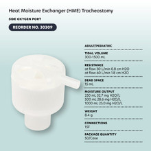Dynarex 30309 Heat Moisture Exchanger (HME) Tracheostomy 1500, Adult/Pediatric, 50/cs