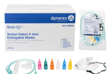 Dynarex 33071 Venturi Select A Vent Elongated Mask w/7 dilutors 7' (2.1 m), Pediatric / Standard Connector, 50/cs
