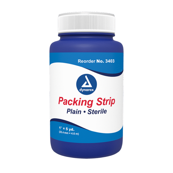 Dynarex 3403 Packing Strips Plain - Sterile, 1" x 5 yd, 12/cs