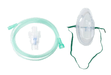 Dynarex 34121 Small Volume Nebulizer Cup 6cc w/Aerosol Elongated Mask, 7', Universal Connector, Adult, 50/cs