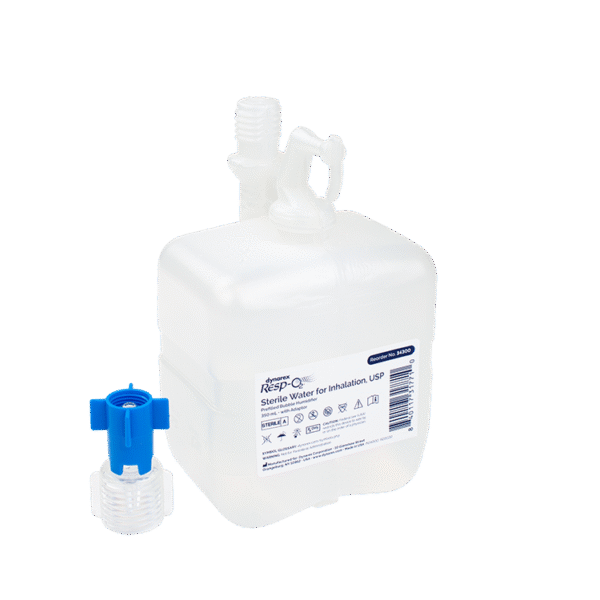 Dynarex 34300 Sterile Water for Inhalation, USP, Prefilled Bubble Humidifi, 350 mL w/Adaptor, 20/cs