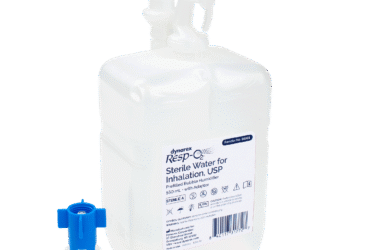 Dynarex 34301 Sterile Water for Inhalation, USP, Prefilled Bubble Humidifi, 550 mL w/ Adaptor, 12/cs