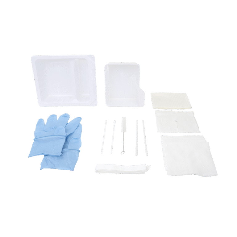 Dynarex 35004 Tracheostomy Care Kit- w/ Removable Plastic Basin, 2 Compartment - Nitrile Gloves, 20/cs