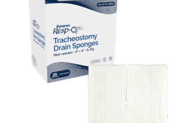 Dynarex 35050 Tracheostomy Drain Sponges, Non-Woven, 4" x 4" 6 Ply, 12/25/cs