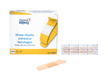 Dynarex 3601 Sheer Plastic Adhesive Bandages - Sterile, 3/4" x 3", 24/100/cs