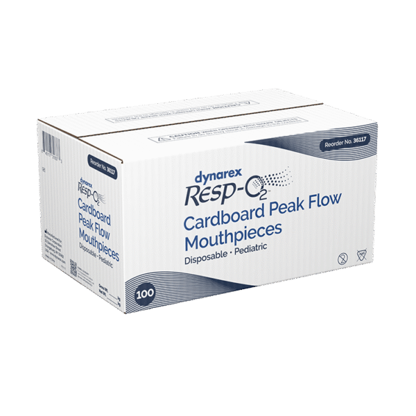 Dynarex 36117 Cardboard Peak Flow Mouthpieces, Pediatric, Disposable, 100/cs