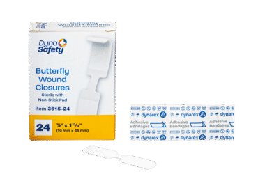 Dynarex 3615-24 Butterfly Wound Closure - Sterile, 3/8" x 1 13/16", 50/24/cs