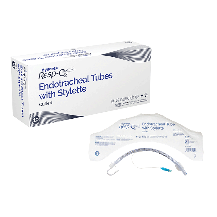Dynarex 36254 Endotracheal Tubes w/ Stylette - Cuffed, 8.5 mm, 10/bx