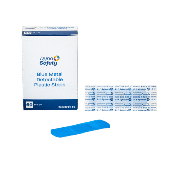 Dynarex 3764-60 Blue Metal Detectable Plastic Strip, 1" x 3", 24/60/cs