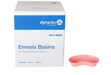 Dynarex 4224 Emesis Basin 9" 500cc Capacity Graduated in 100cc Increments, Mauve, 250/cs
