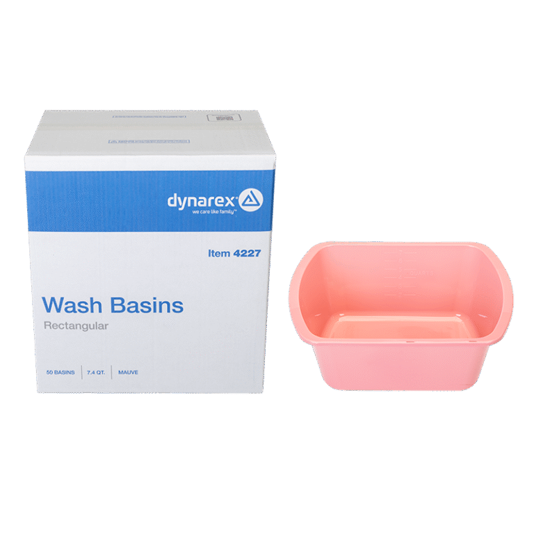 Dynarex 4227 Wash Basin Rectangular, 7.4 qt. Mauve, 50/cs