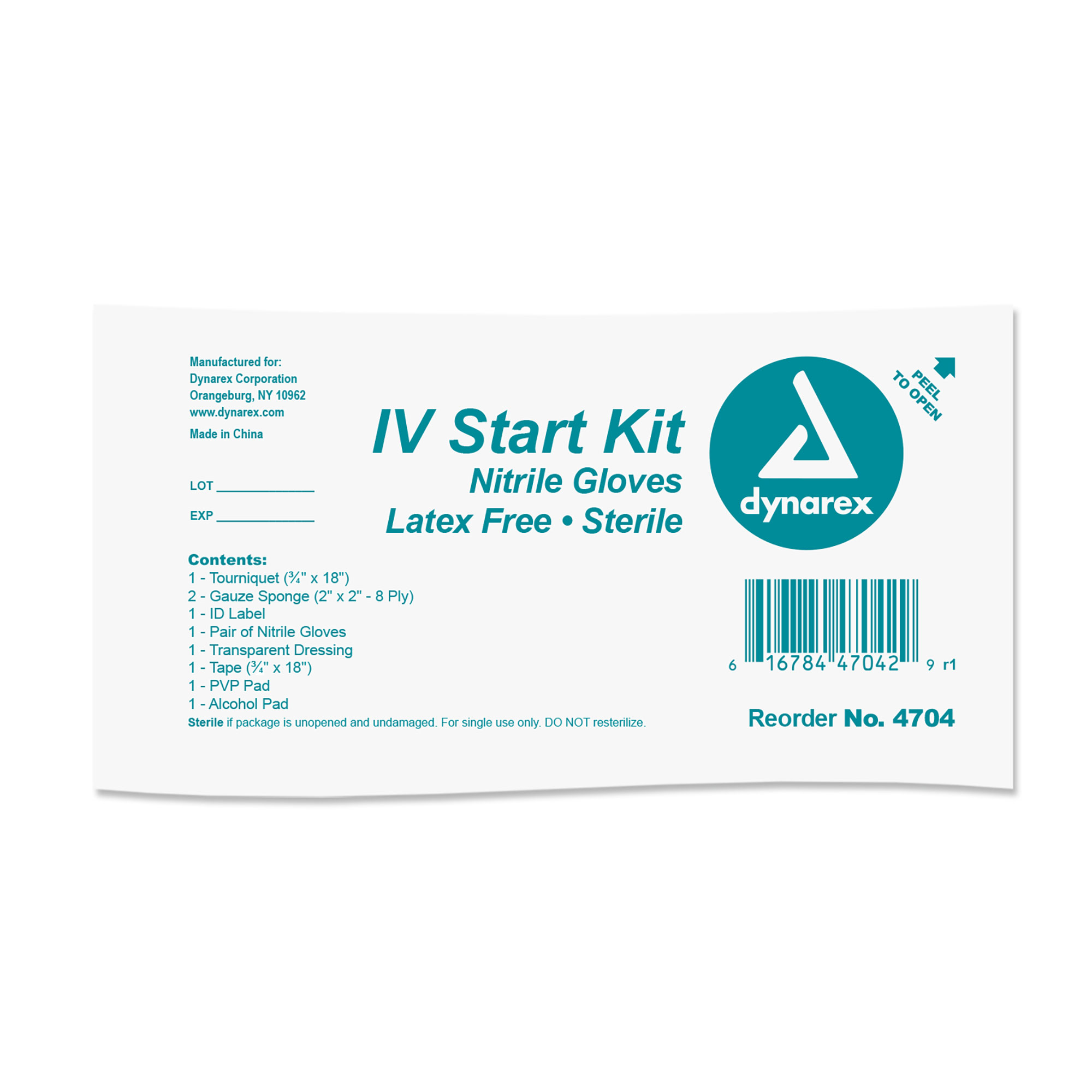 4704.jpg Dynarex 4704 IV Start Kit, w/ Nitrile Gloves, 50/cs