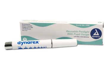 Dynarex 4782 Reusable Penlight with Pupil Gauge, LED with 2 AAA Batteries, 50/1bx