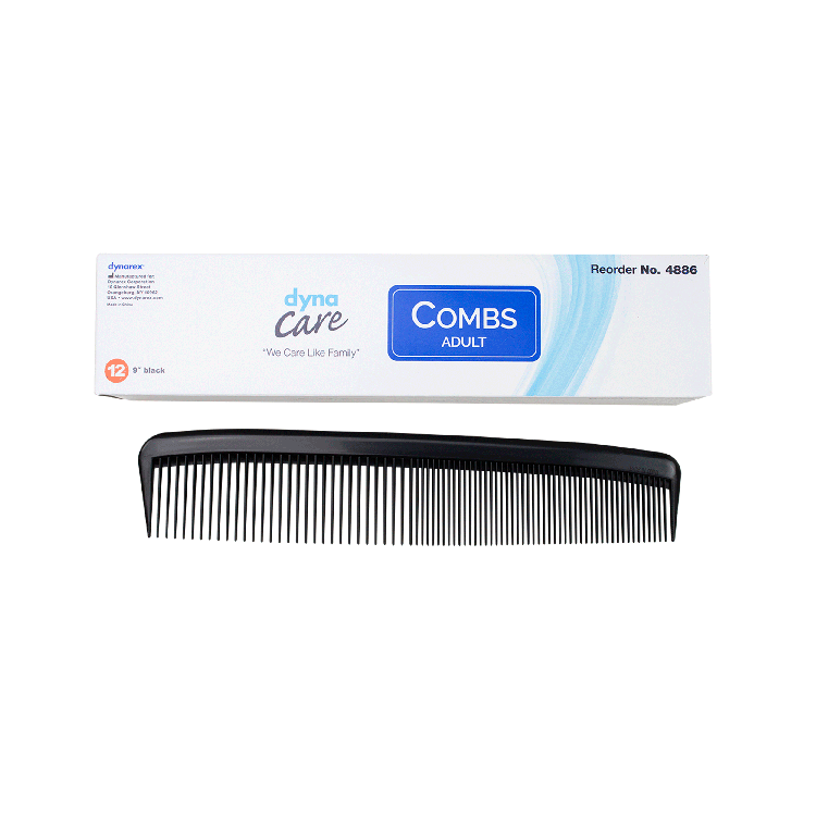 4886.png Dynarex 4886 Adult Combs, 9", Black, 20/12/cs
