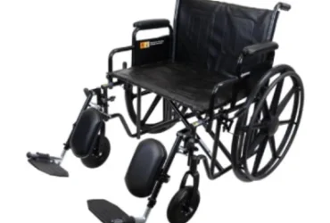 Dynarex 10234 Bariatric Wheelchair - 24" x 18" w/ Desk Arm Elevating Leg R, Silver Vein, 1pc/cs