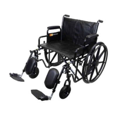 Dynarex 10234 Bariatric Wheelchair - 24" x 18" w/ Desk Arm Elevating Leg R, Silver Vein, 1pc/cs