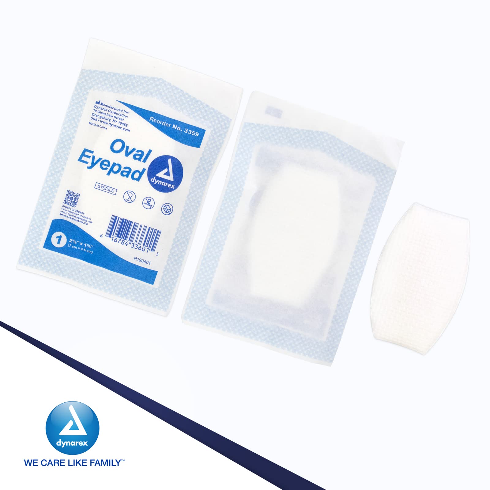 Version 1.0.0 Dynarex 3359 Oval Eye Pads - Sterile, 2 5/8" x 1 5/8", Bulk/1000/cs