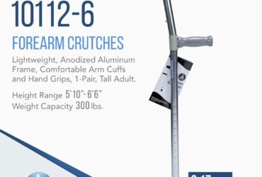 Dynarex 10112-6 Forearm Crutches - Tall, 5'10" - 6'6", 6 pair/cs