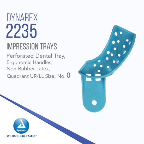 Dynarex 2235 Quadrant Impression Tray UR/LL, No. 8, 12pc/bag,10 bags/cs