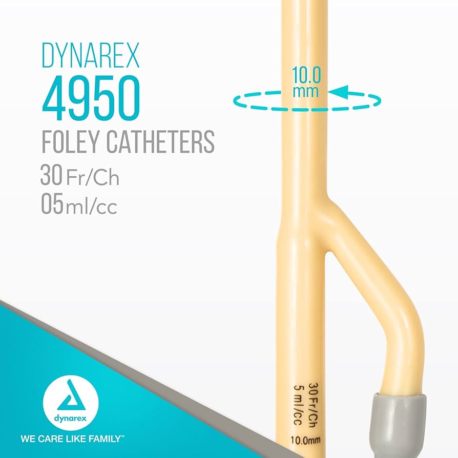 61aAwIguJLL._AC_UF8941000_QL80.jpg Dynarex 4950 Foley Catheters, 30 Fr, 5 cc, 10/cs