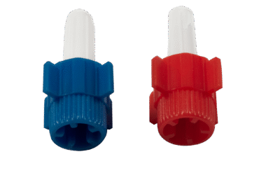 Dynarex 7057 Dead End Caps Luer Lock, Red/Blue, 10/100/cs