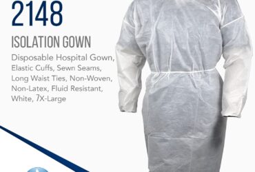 Dynarex 2148 Isolation Gown Poly - Coated Barrier, 7XL, White, 10/5/cs