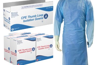 Dynarex 2140 CPE Thumb Loop Isolation Gown, Blue, 5/15/cs