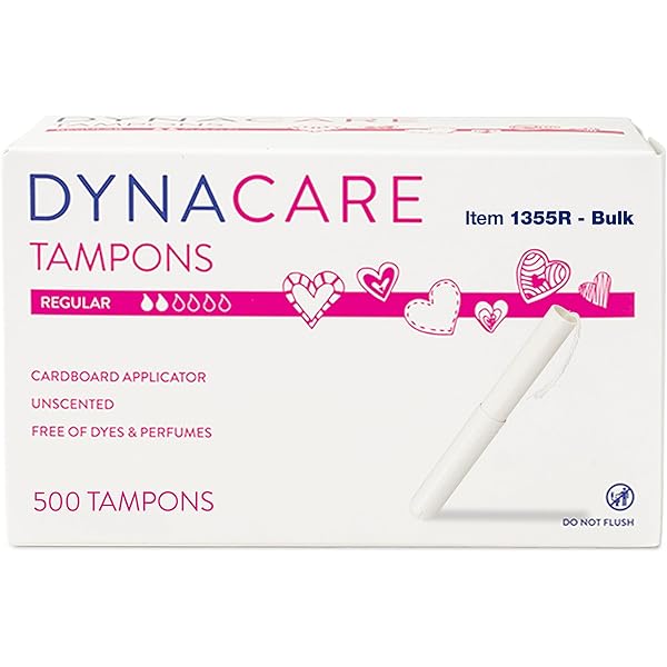 Dynarex 1355R Regular Tampons Cardboard Applicator, 6-9gr absorbency, 9/25/cs