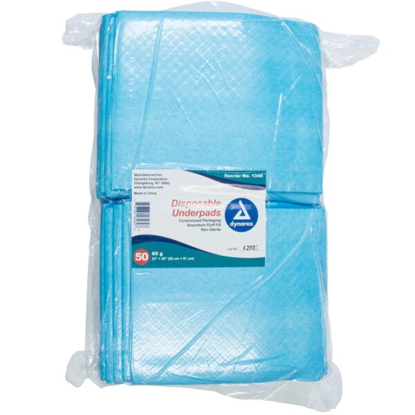 Dynarex 1346 Disposable Underpads, 23" x 36" (60g), 3/50/cs