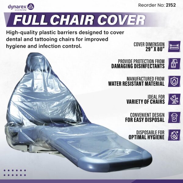 Dynarex 2152 Full Chair Cover, 29" x 80", 3/125/cs