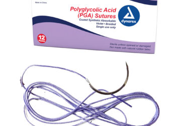 Dynarex 9131 Braided (PGA) Sutures - Absorbable - Synthetic, Violet, 5-0, C3 Needle, 18", 12/bx