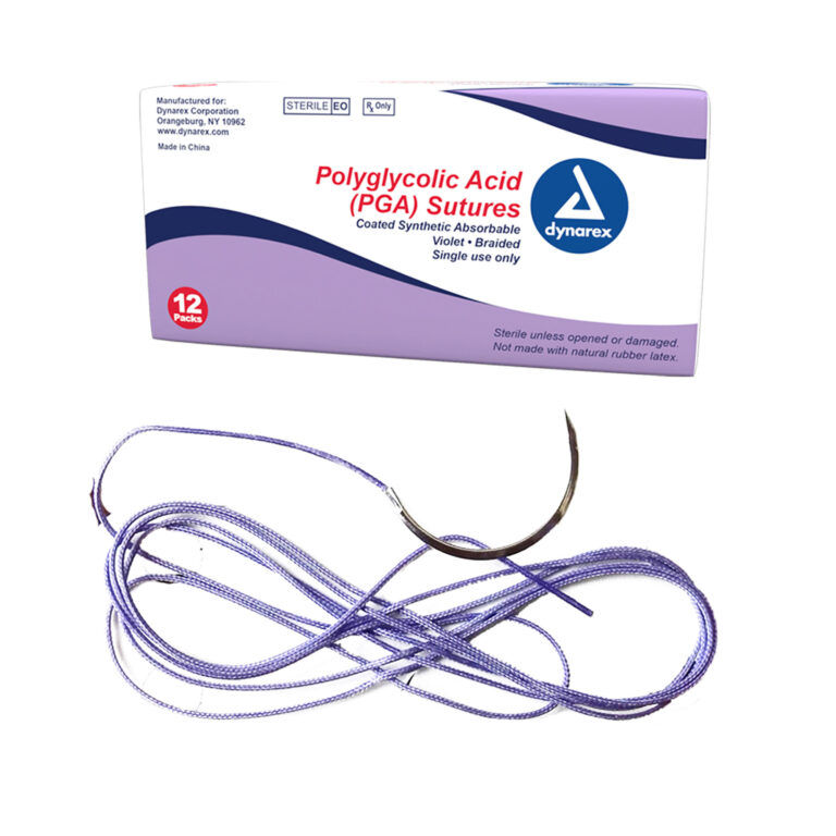 Dynarex 9131 Braided (PGA) Sutures - Absorbable - Synthetic, Violet, 5-0, C3 Needle, 18", 12/bx