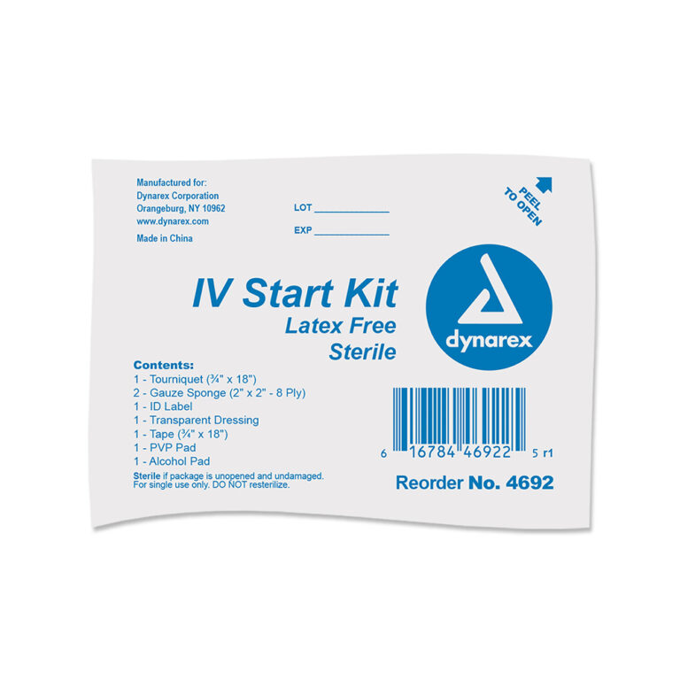 Dynarex 4692 IV Start Kit, w/out gloves, 50/cs