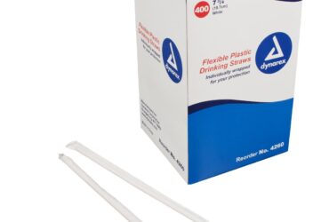 Dynarex 4260 Flexible Plastic Drinking Straws, 7 3/4" (Length), 25/400/cs