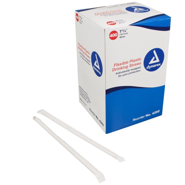 Dynarex 4260 Flexible Plastic Drinking Straws, 7 3/4" (Length), 25/400/cs