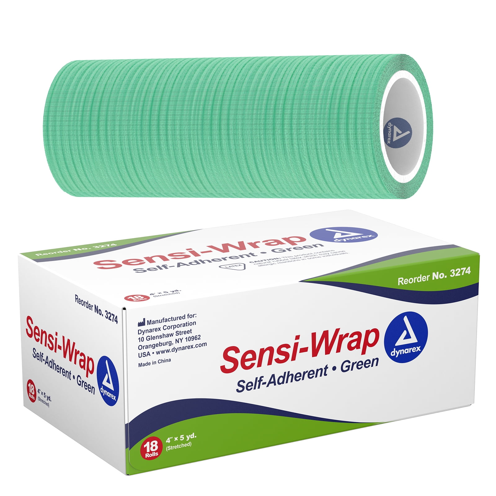 Dynarex-Sensi-Wrap-Bandage-Rolls-Self-Sticking-Wrap-Provides-Stay-Place-Compression-Over-Tattoo-Green-4-x-5-yds-1-Box-18-Rolls_774ae9c9-3baf-4a15-abc6-2947ee02164c.88d5245834a015f1206df49edd5ae5ff.jpeg Dynarex 3274 Sensi Wrap, Self-Adherent, 4" x 5 yd Green, 18/cs