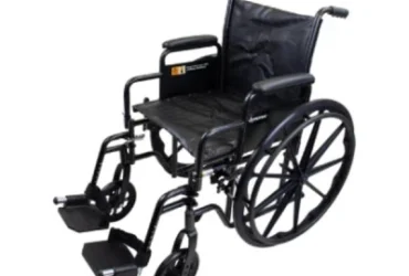 Dynarex 10253 DynaRide S2 Wheelchair - 20" x 18" w/ Detach Full Arm ELR, Silver Vein, 1pc/cs